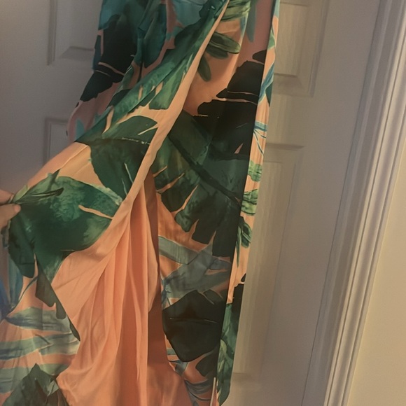 New York & Co. Tropical high waist midi wrap skirt with ties. Size large - Picture 2 of 5